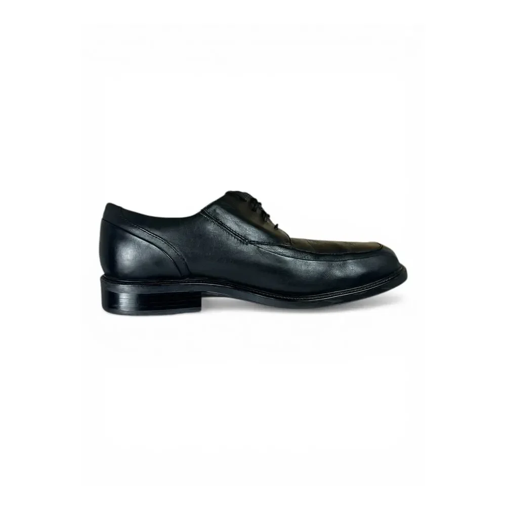 Dockers Black Leather Derby Dress Shoes 12W Wide Square Toe Lace Up